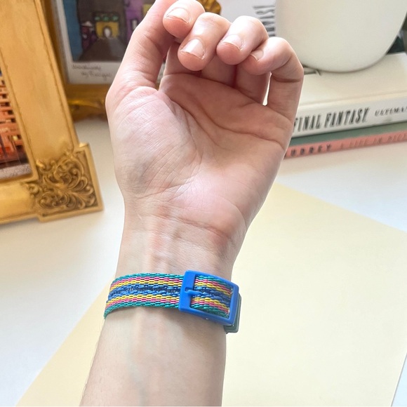 🎉rare!🎉 1980s Flik Flak Swiss water resistant multicolor funky abstract watch - Picture 14 of 16